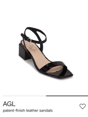 AGL Black Patent Leather Ankle-Strap Block Heel Sandals. NEW WOT